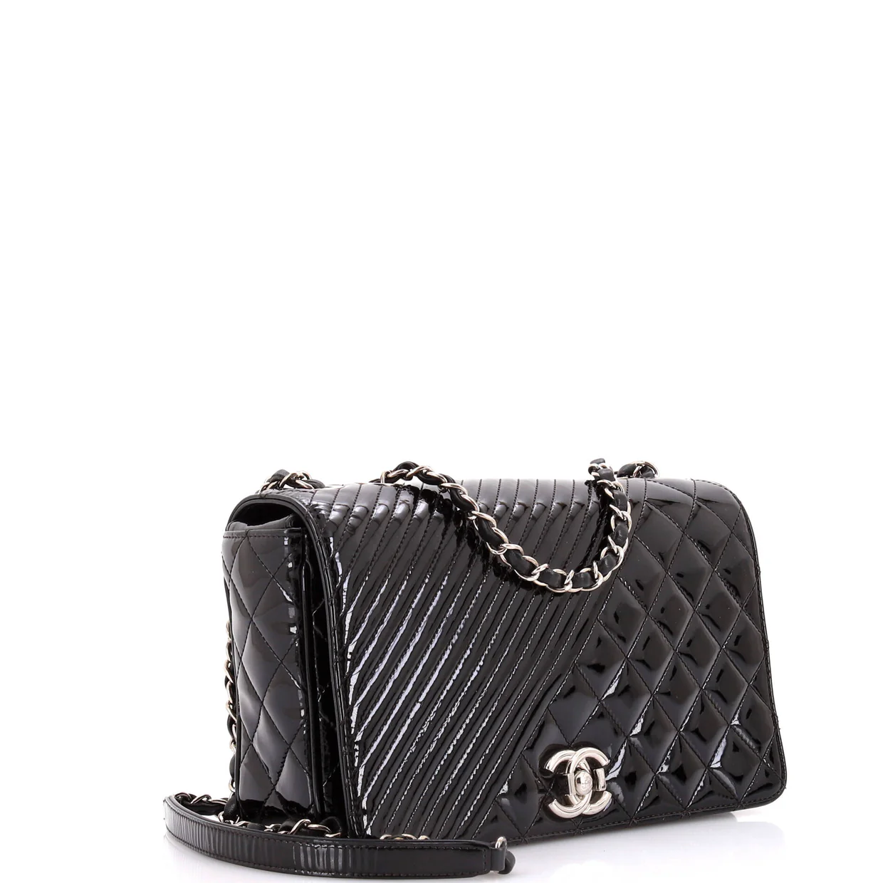 Coco Boy Flap Bag Quilted Patent Medium - Deep Luxury