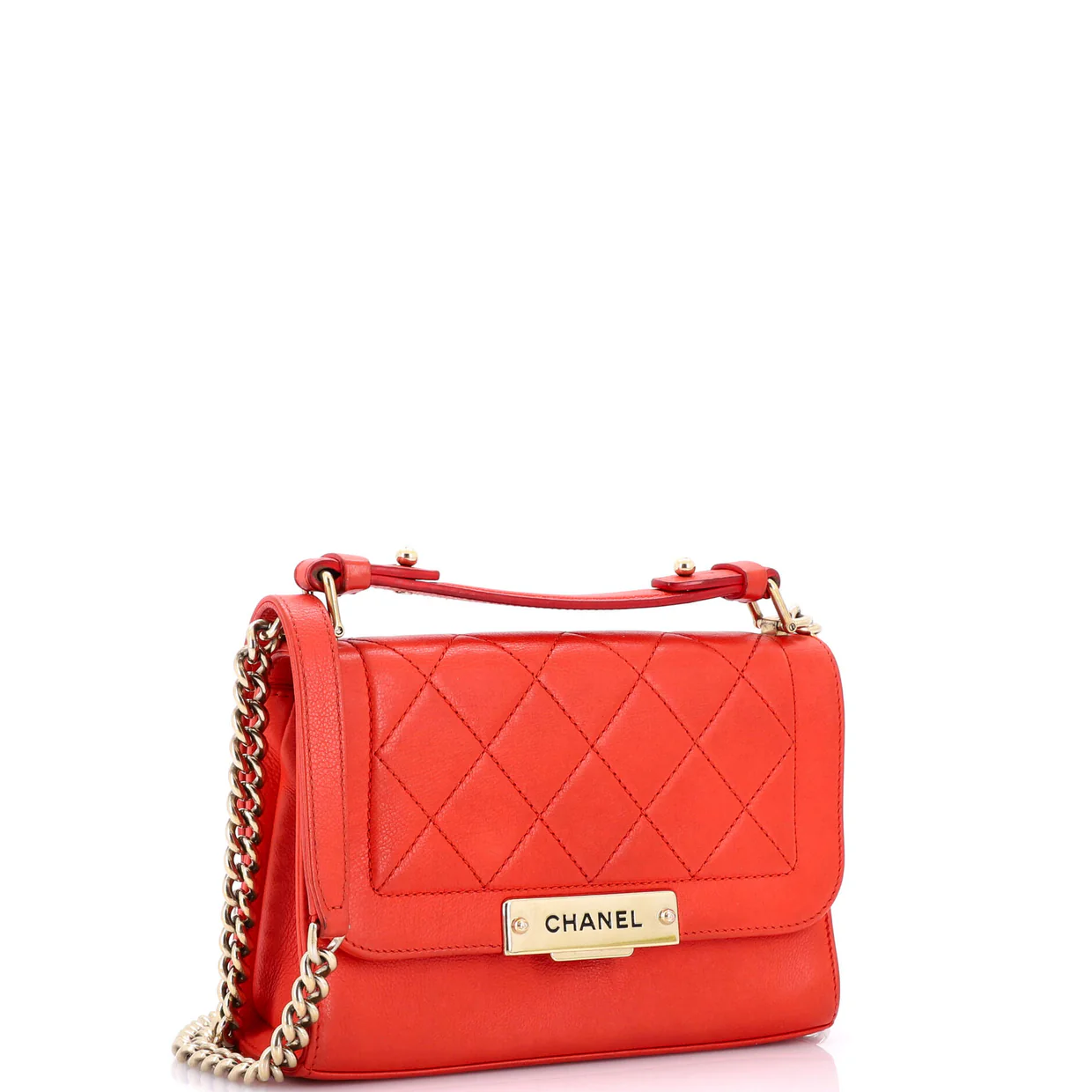 Label Click Flap Bag Quilted Calfskin Small - Deep Luxury