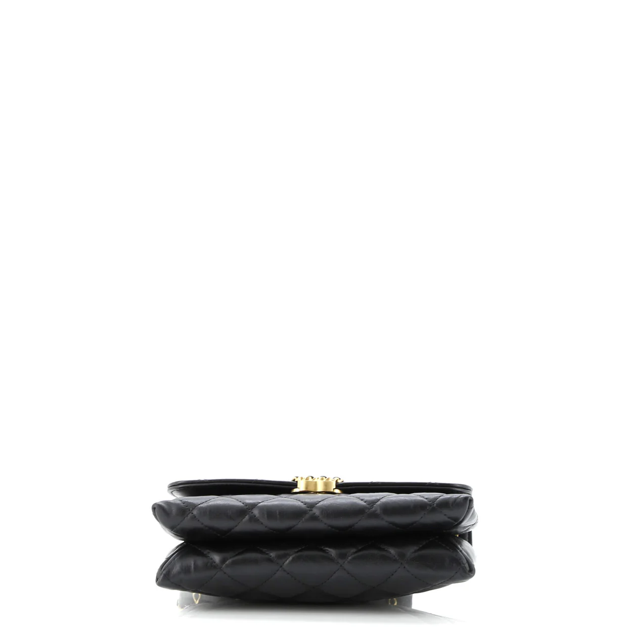 CC Wide Chain Compartment Flap Phone Holder Quilted Aged Calfskin - Deep Luxury