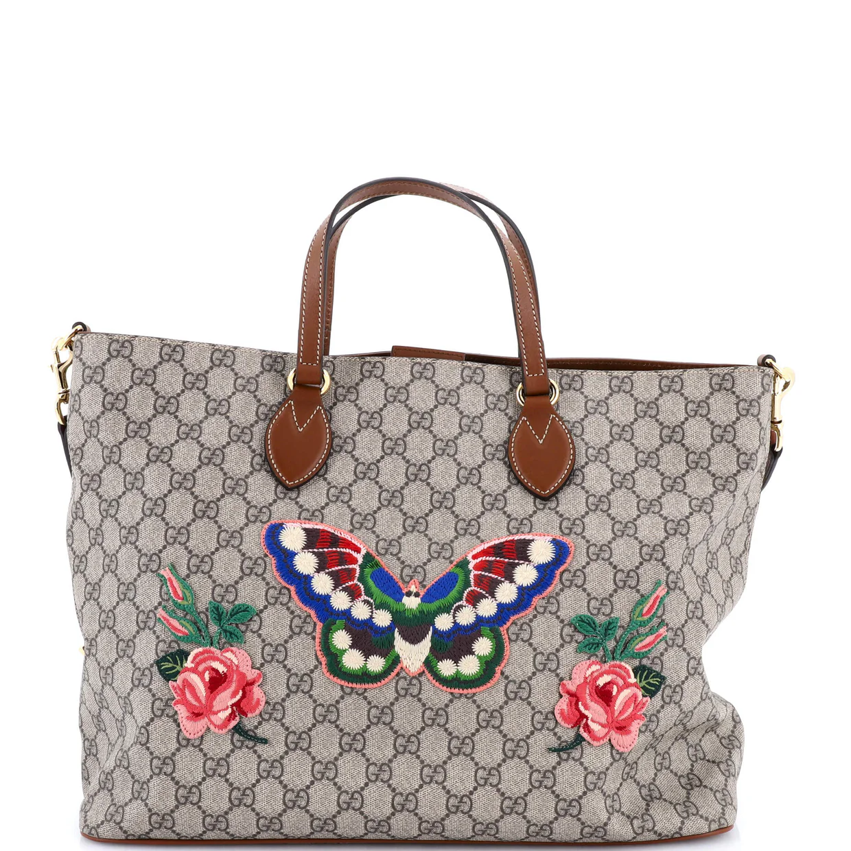 Convertible Soft Tote Embroidered GG Coated Canvas Medium - Deep Luxury