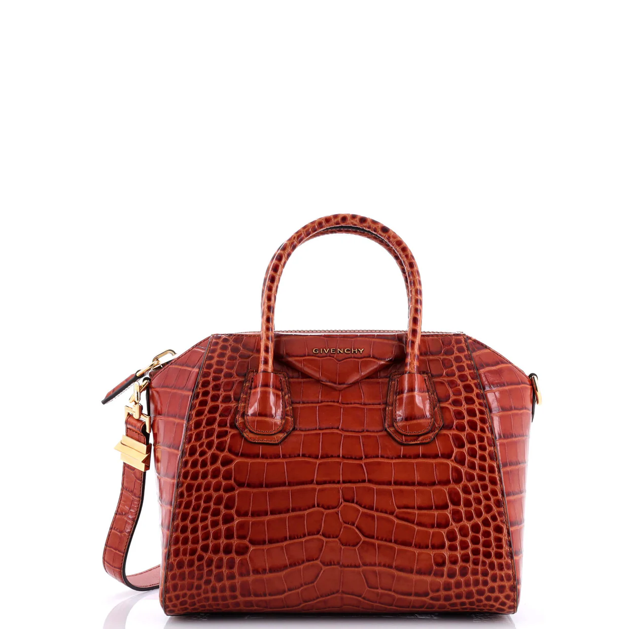 Antigona Bag Crocodile Embossed Leather Small - Deep Luxury