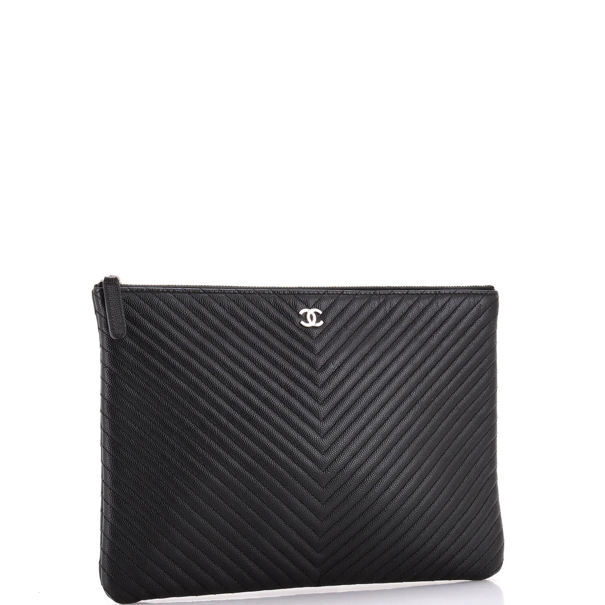 O Case Clutch Chevron Caviar Medium - Deep Luxury