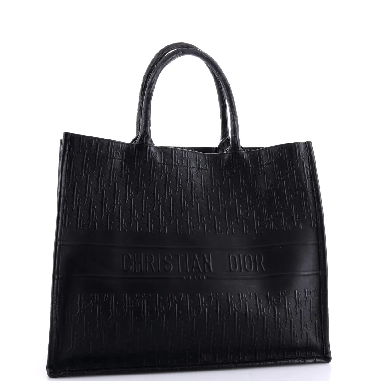 Book Tote Oblique Embossed Calfskin Large - Deep Luxury
