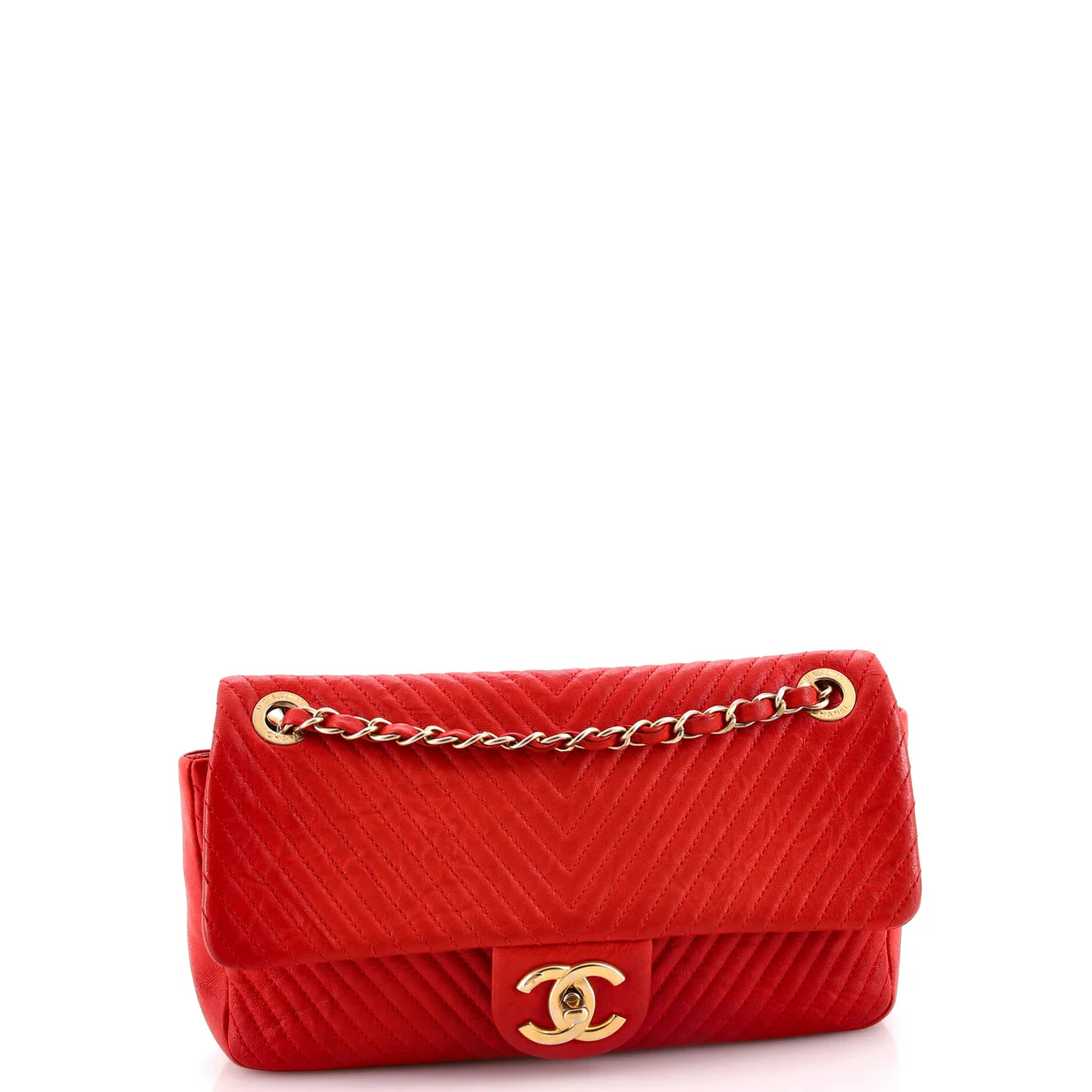 Medallion Charm Flap Bag Chevron Wrinkled Lambskin Medium - Deep Luxury