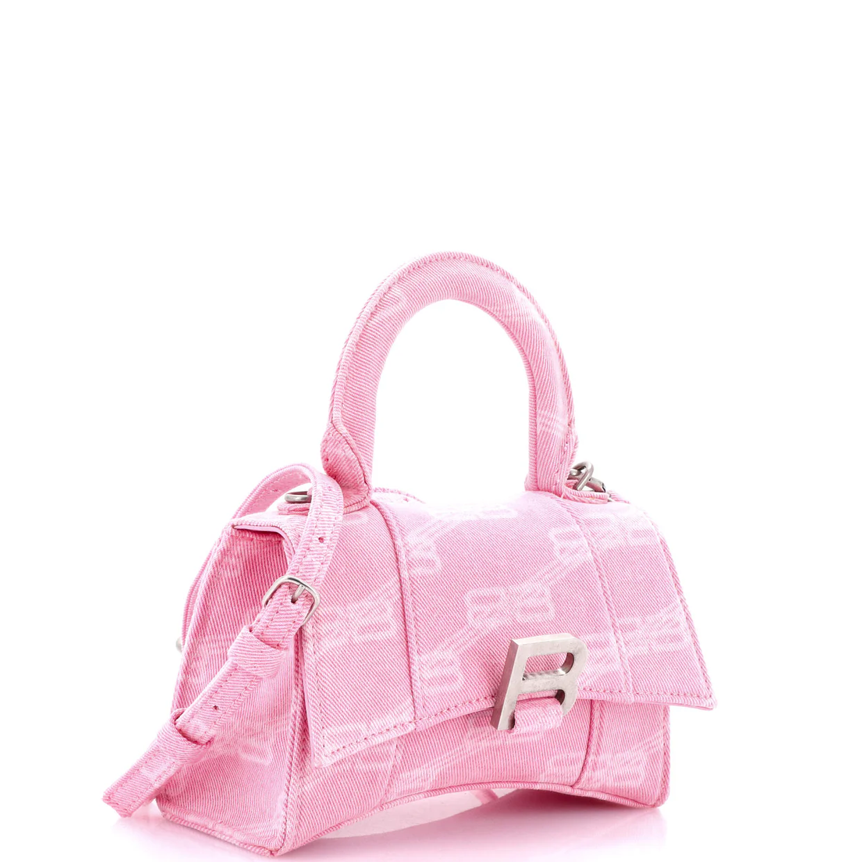 Hourglass Top Handle Bag BB Monogram Denim XS - Deep Luxury