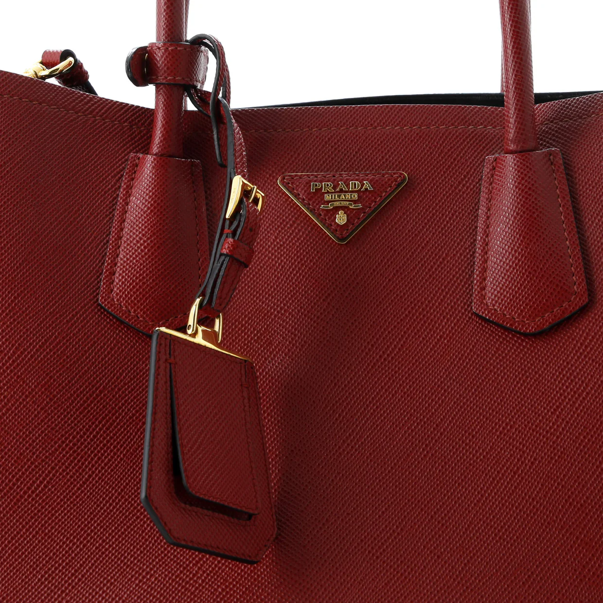Cuir Double Tote Saffiano Leather Medium - Deep Luxury