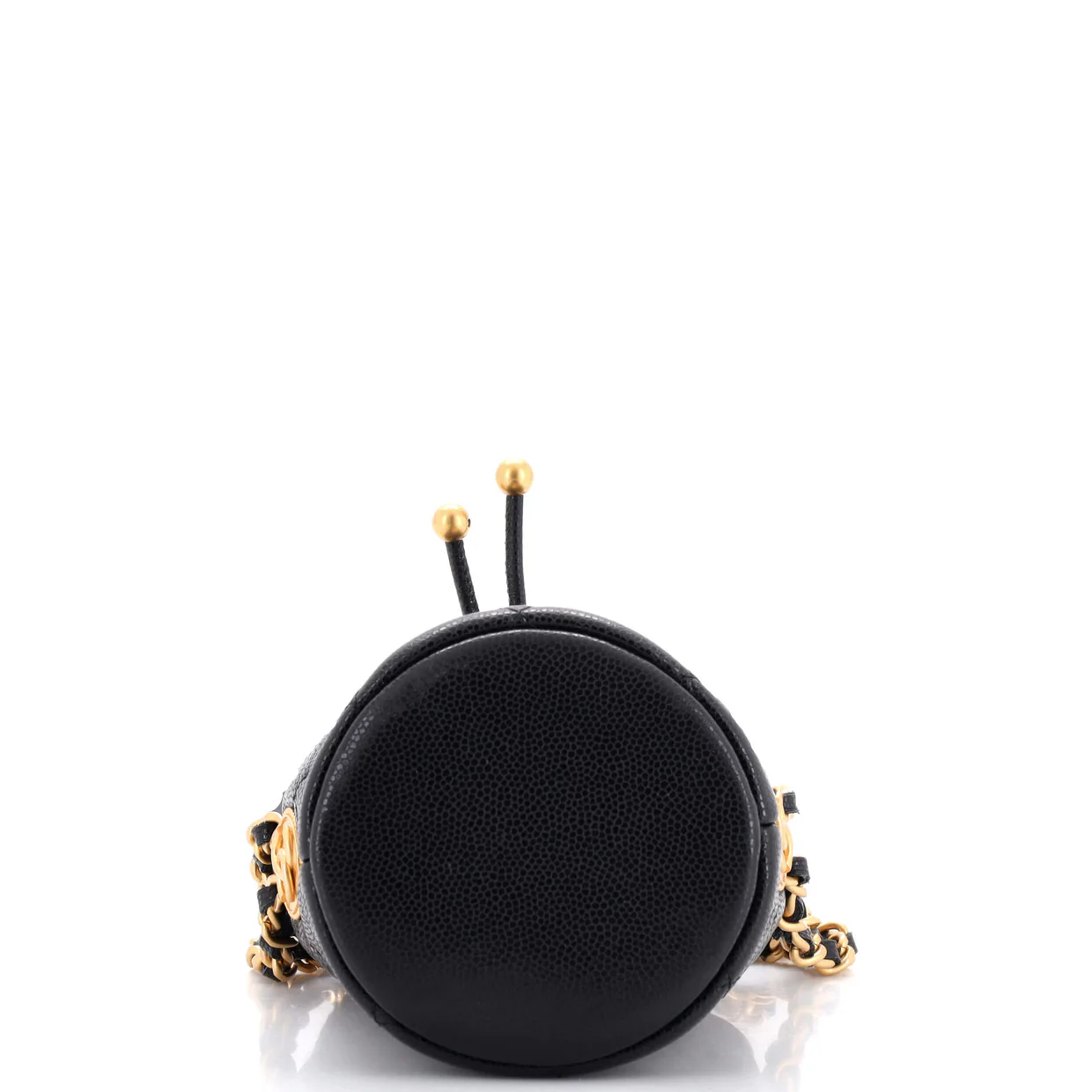 Twist Your Buttons Drawstring Bucket Bag Quilted Caviar Mini - Deep Luxury