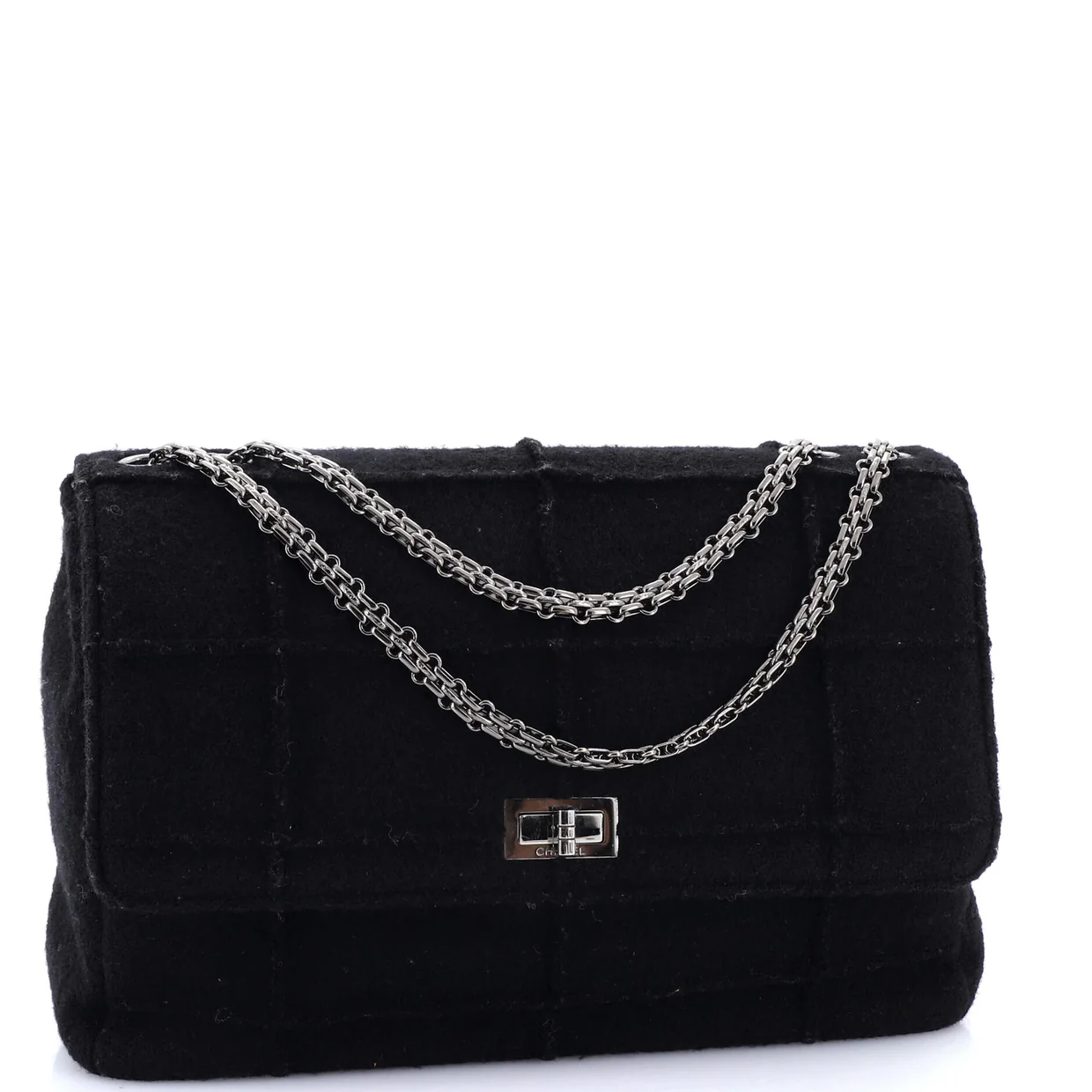 Chocolate Bar Mademoiselle Flap Bag Quilted Wool Jumbo - Deep Luxury