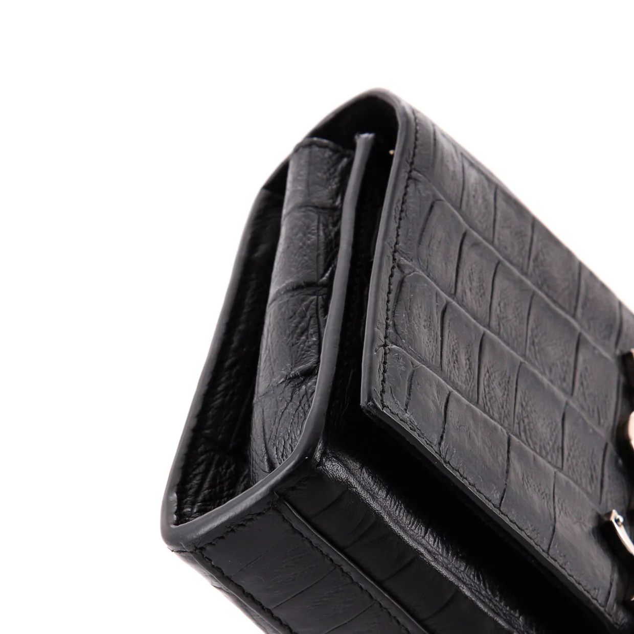 Classic Monogram Tassel Crossbody Bag Crocodile Embossed Leather Small - Deep Luxury