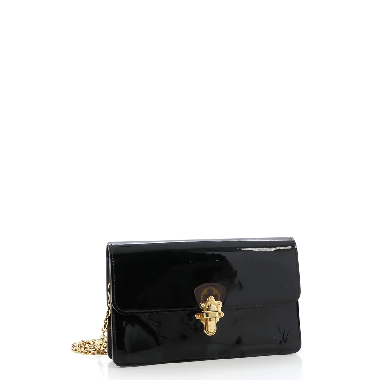 Cherrywood Chain Wallet Vernis with Monogram Canvas - Deep Luxury