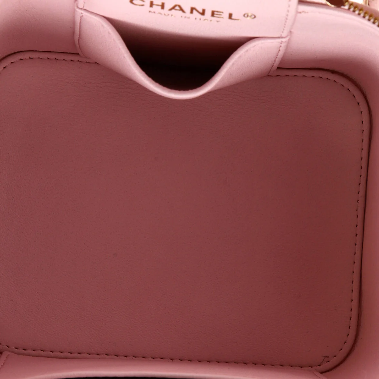 CC Top Handle Vanity Case with Chain Quilted Caviar Small - Deep Luxury