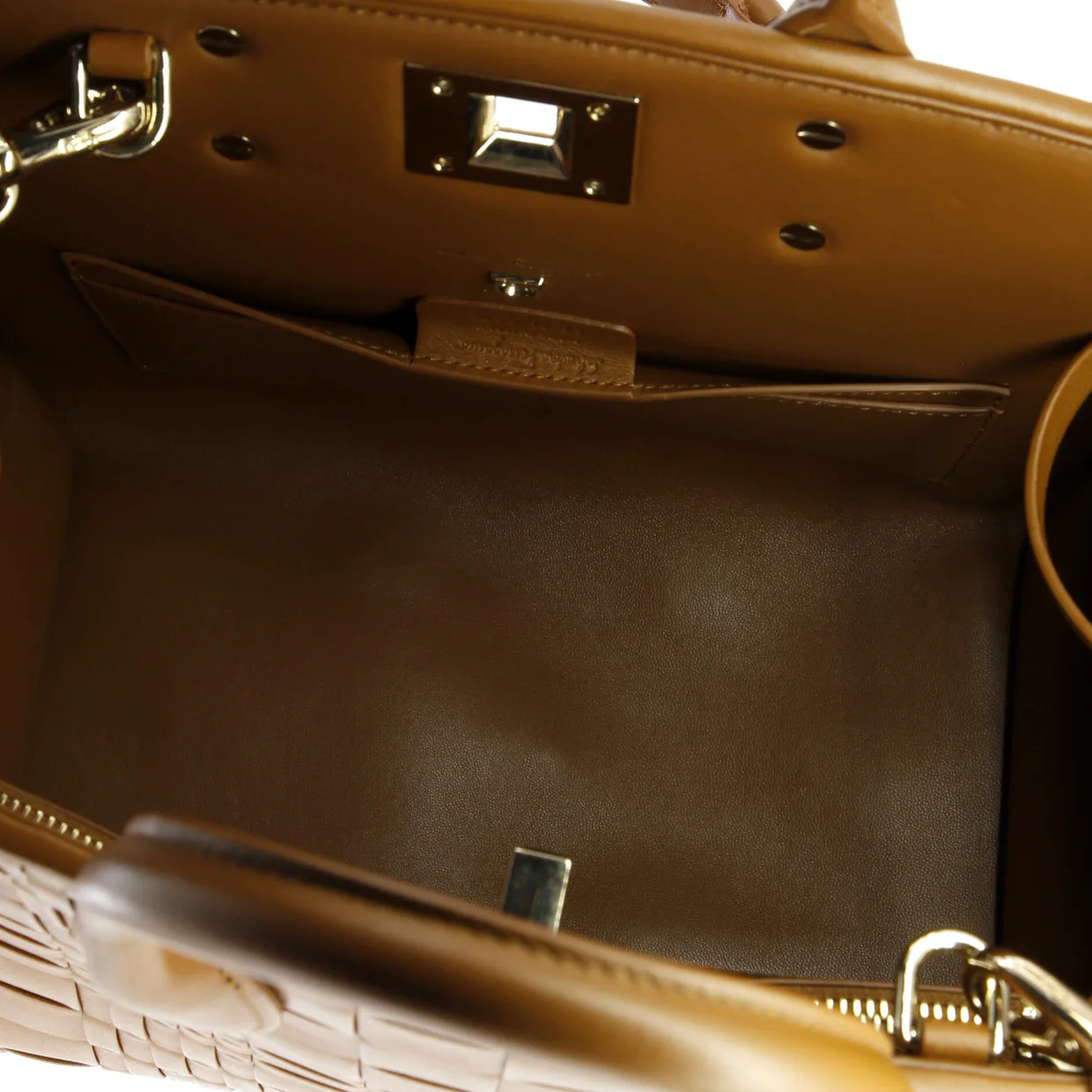 Studio Box Satchel Woven Leather Medium - Deep Luxury