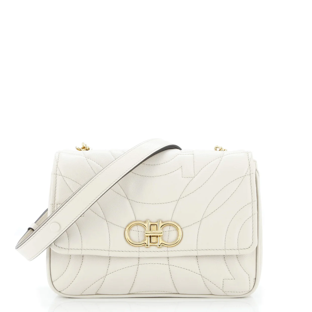 Gancini Turnlock Flap Bag Gancini Quilted Leather Small - Deep Luxury