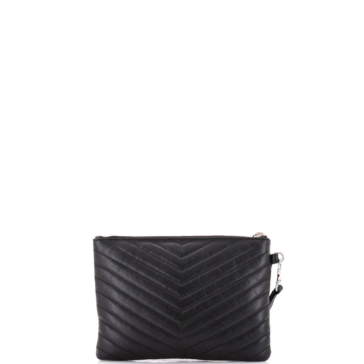 Classic Monogram Wristlet Pouch Matelasse Chevron Leather Small - Deep Luxury