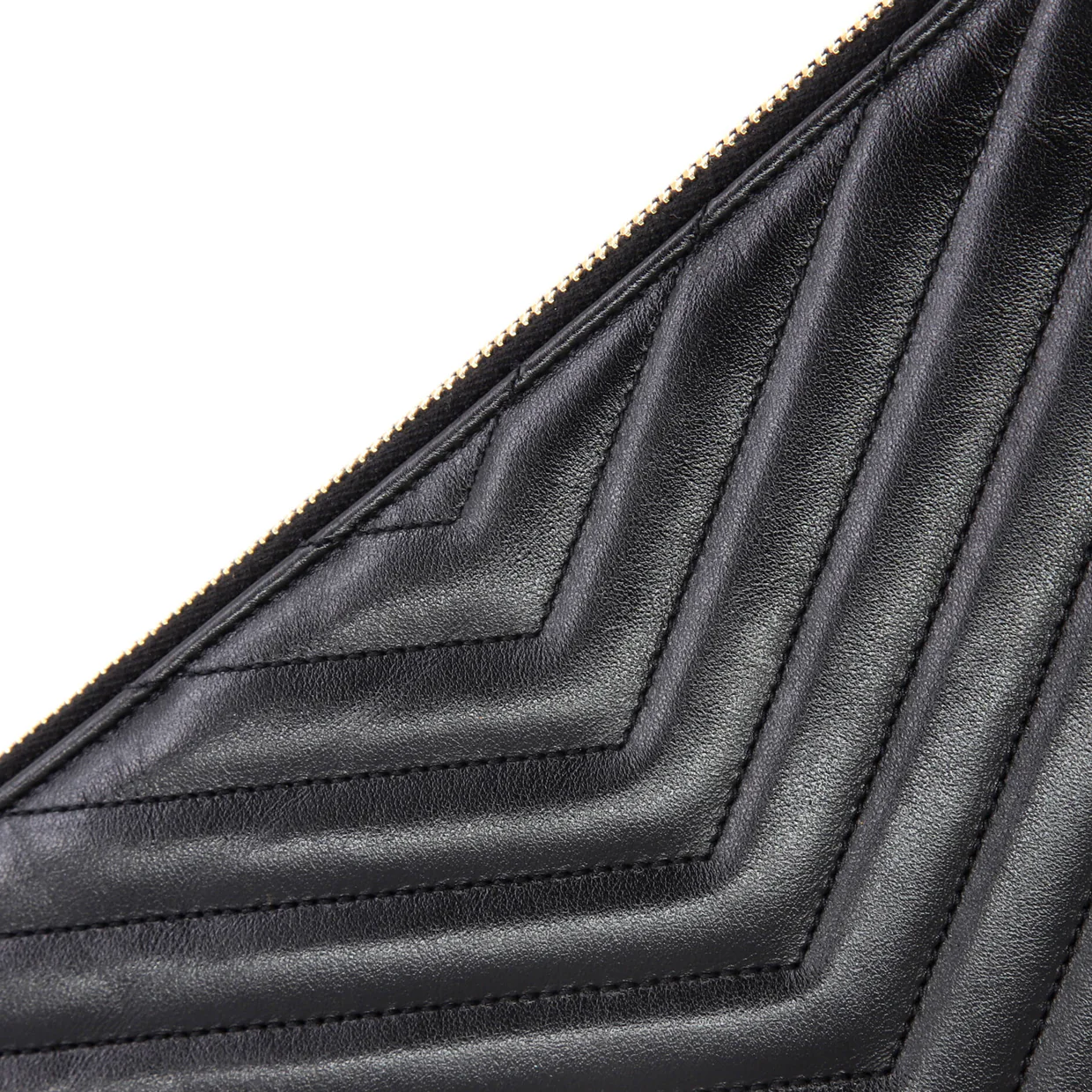 Classic Monogram Wristlet Pouch Matelasse Chevron Leather Large - Deep Luxury