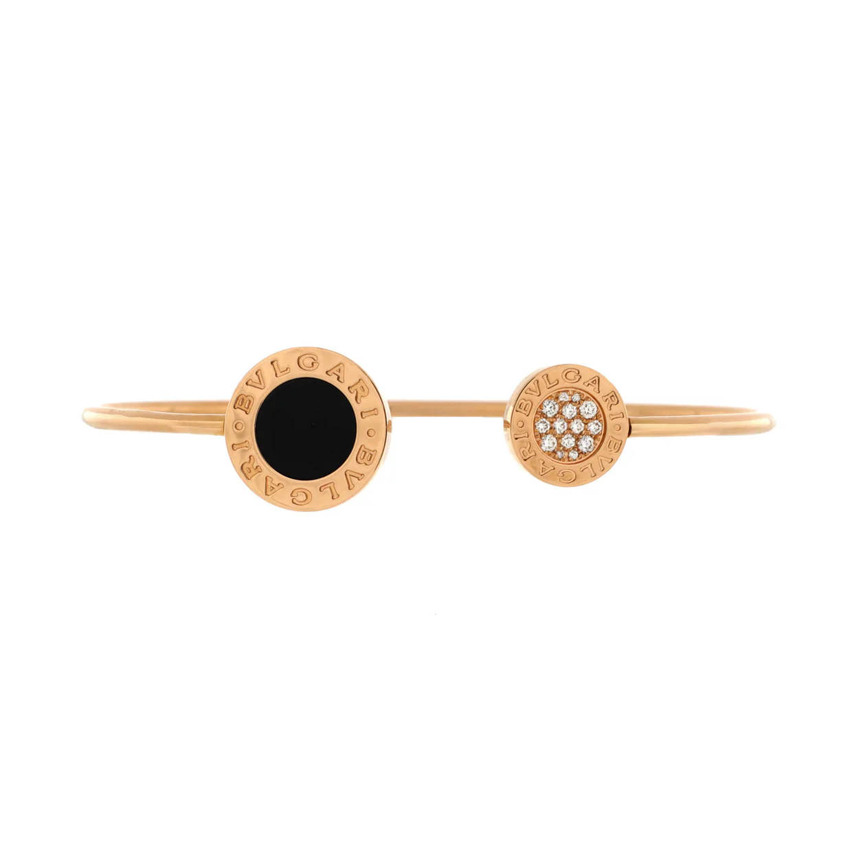 Bvlgari Bvlgari Cuff Bracelet 18K Rose Gold with Onyx and Diamonds - Deep Luxury