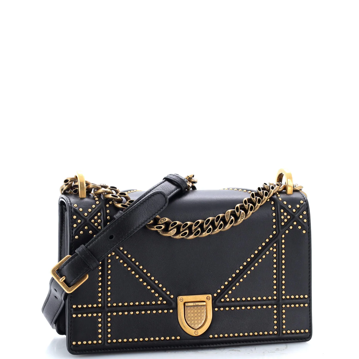 Diorama Flap Bag Studded Leather Small - Deep Luxury