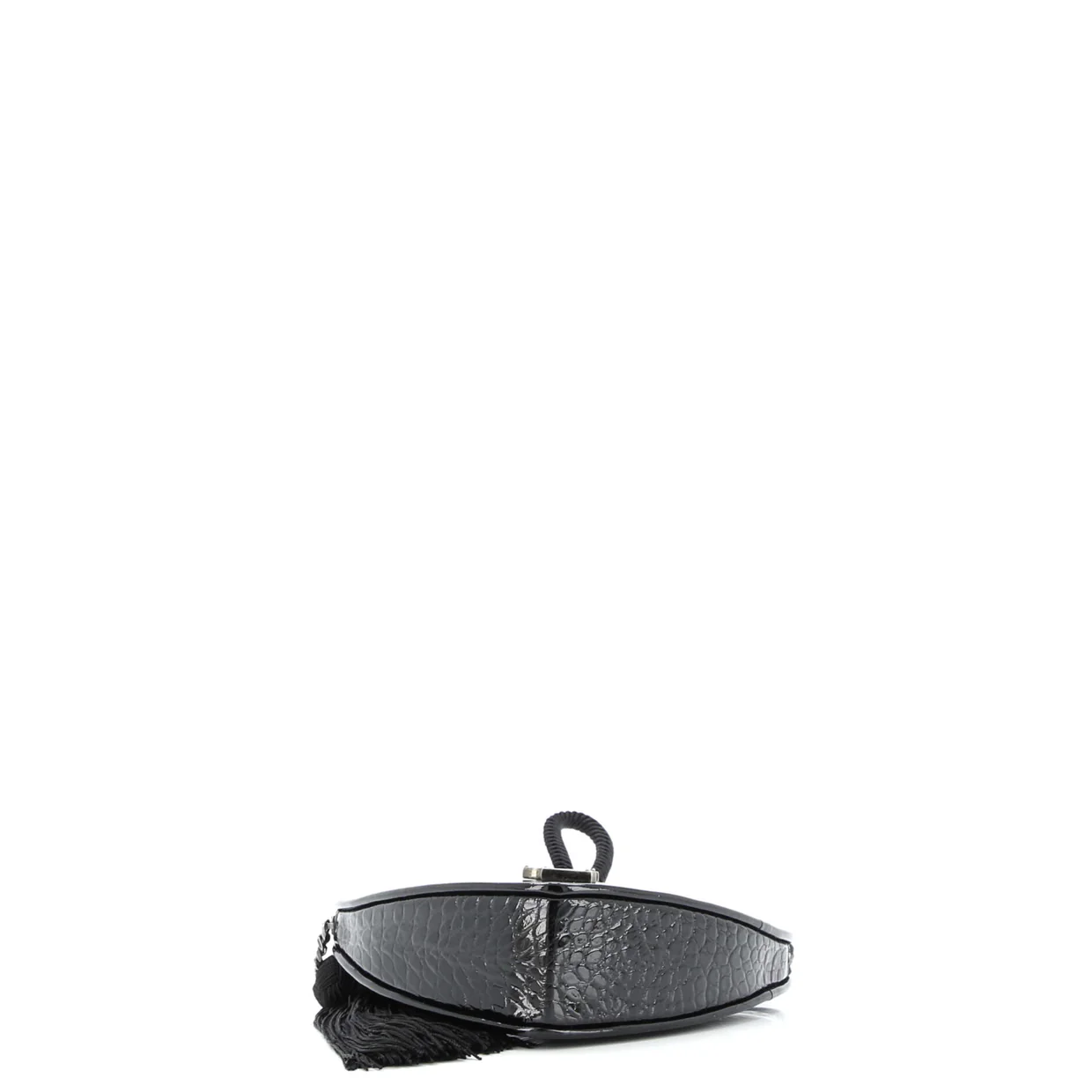 Heart Tassel Clutch Crocodile Embossed Patent - Deep Luxury