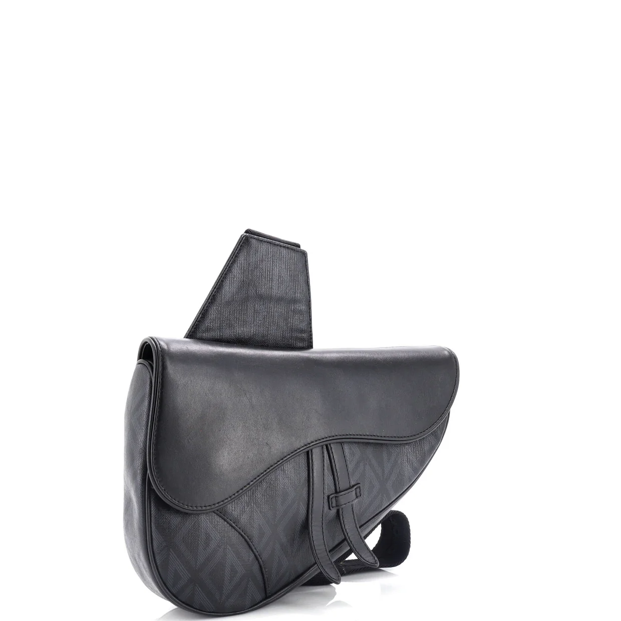 Saddle Crossbody Bag CD Diamond Coated Canvas and Leather - Deep Luxury