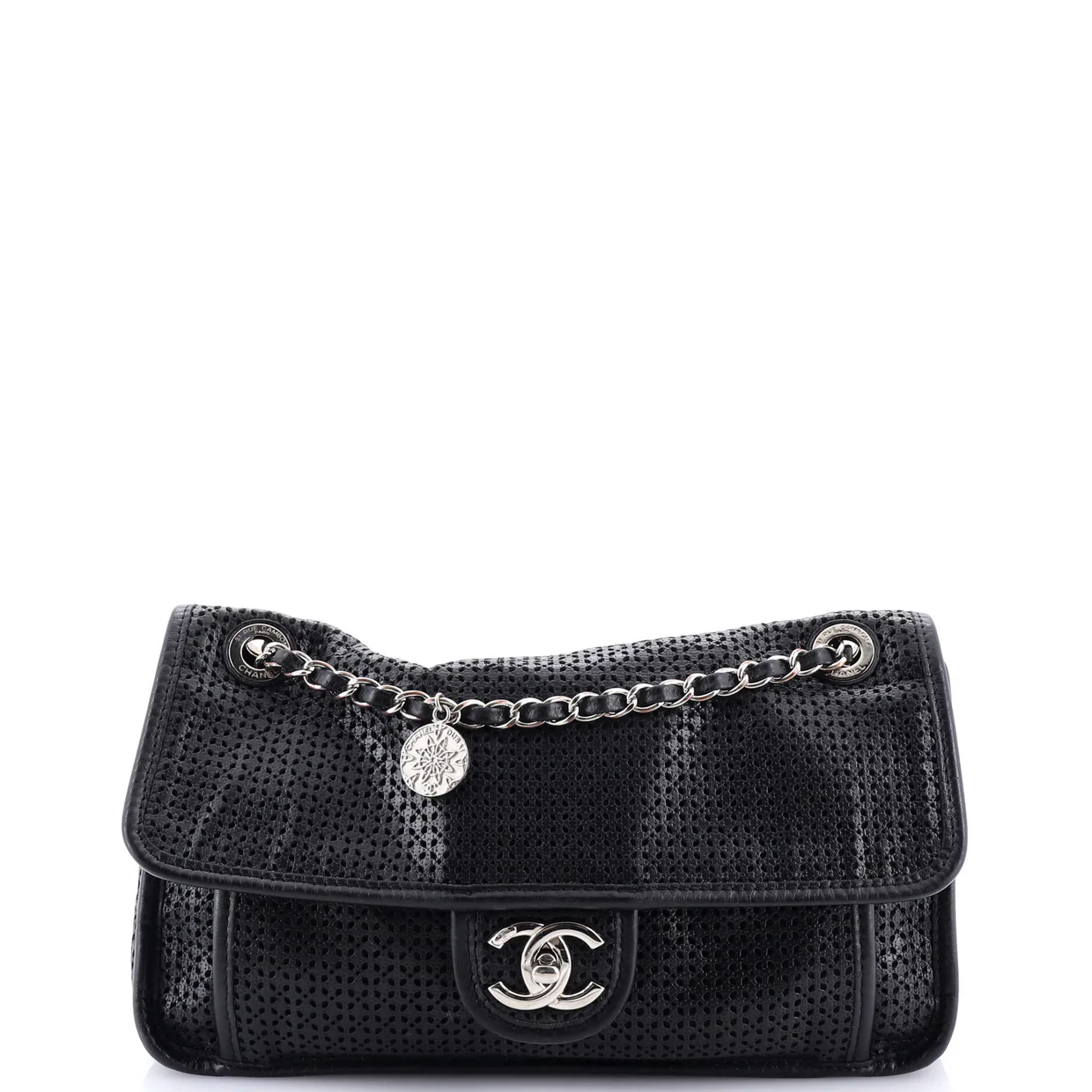 Up In The Air Flap Bag Perforated Leather Medium - Deep Luxury