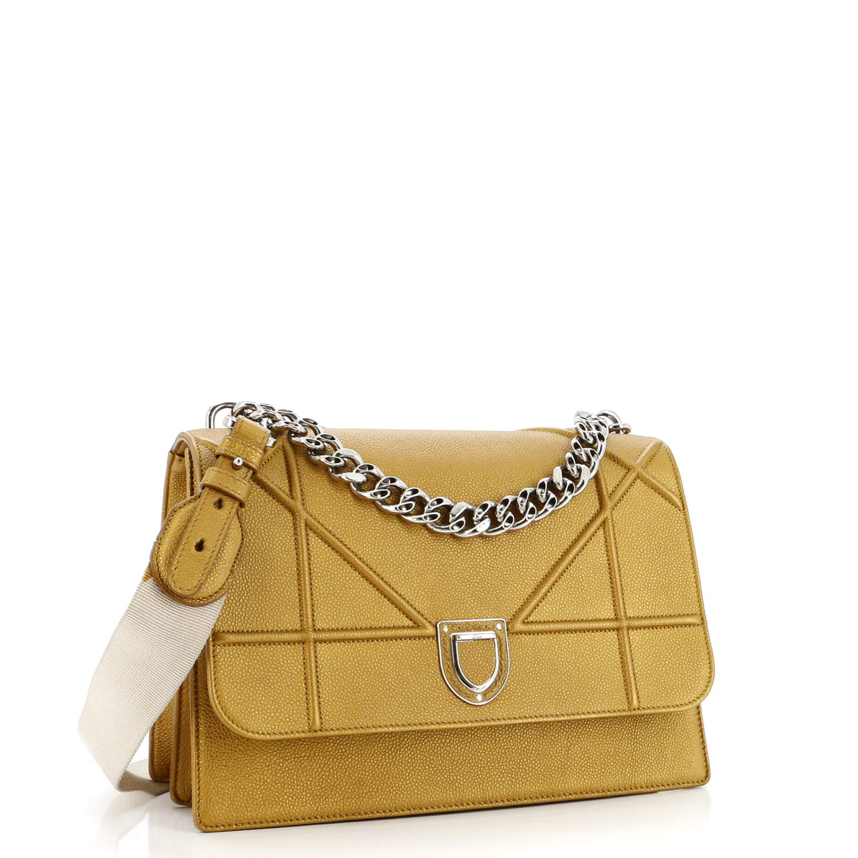 Diorama Chain Satchel Grained Leather Large - Deep Luxury