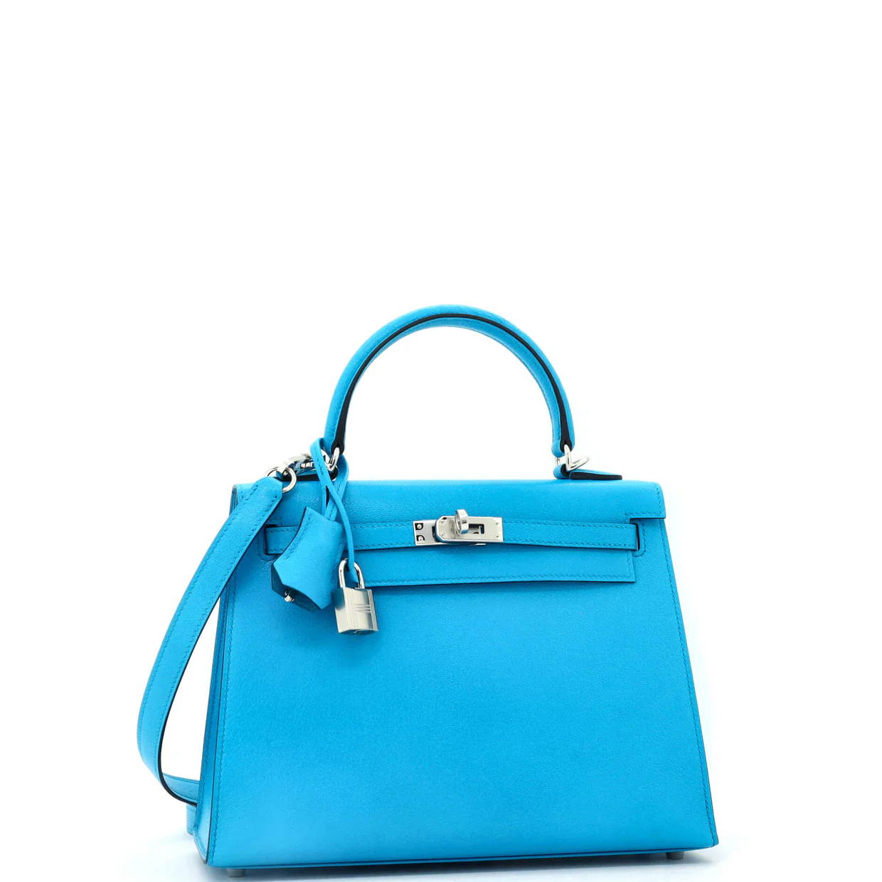 Kelly Handbag Bleu Frida Chevre Chamkila with Palladium Hardware 25 - Deep Luxury