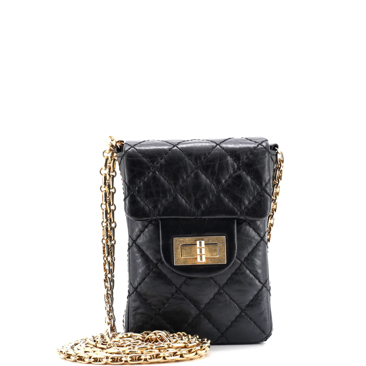 Vintage Reissue 2.55 Phone Holder Crossbody Bag Quilted Aged Calfskin - Deep Luxury