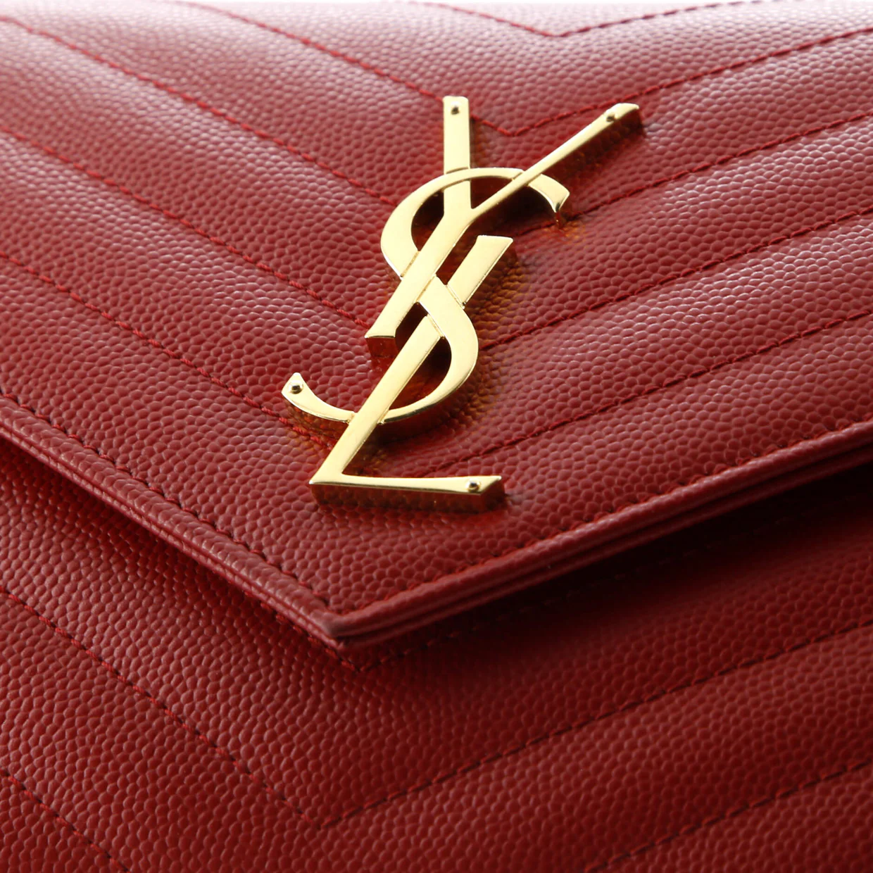 Classic Monogram Wallet on Chain Matelasse Chevron Leather Medium - Deep Luxury