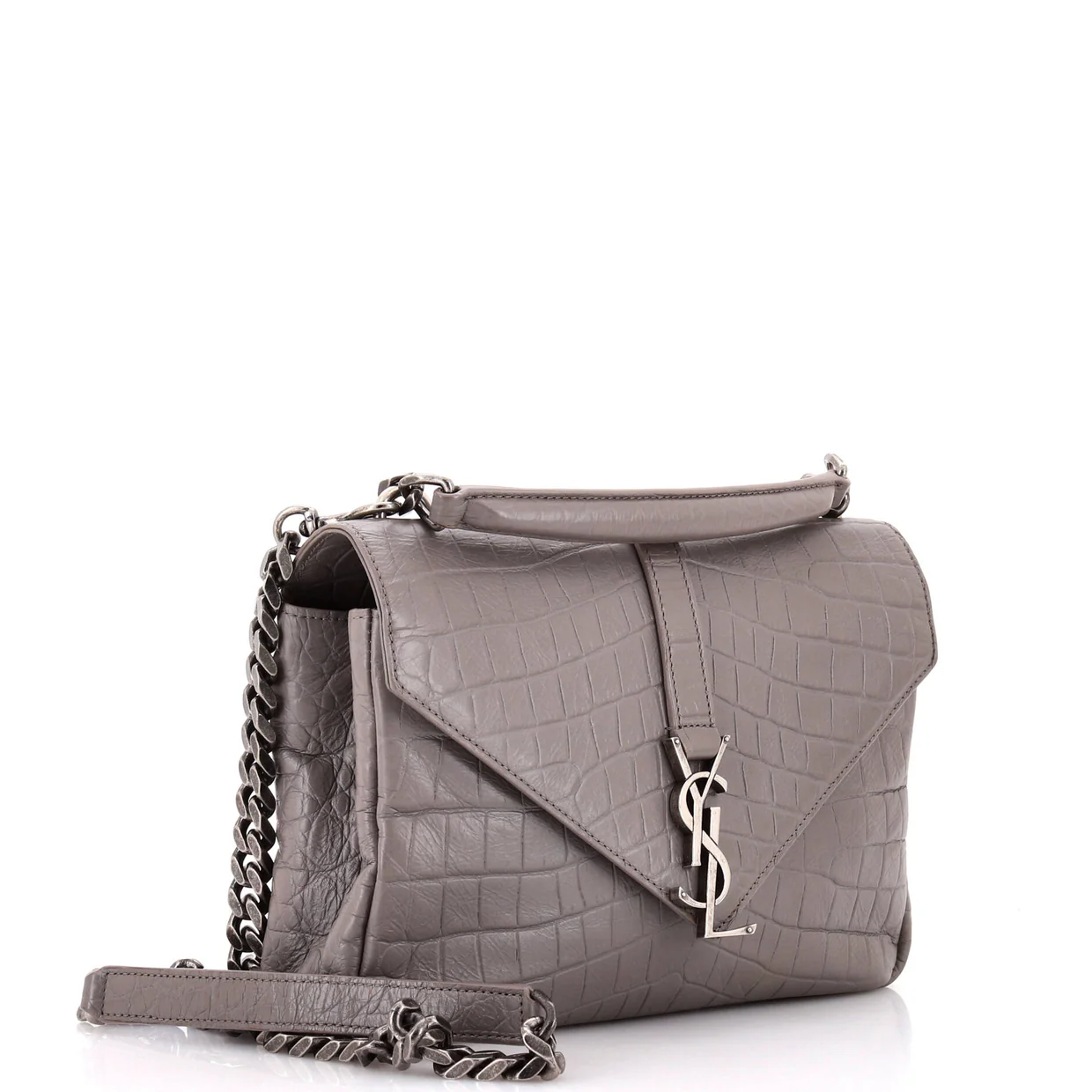Classic Monogram College Bag Crocodile Embossed Leather Medium - Deep Luxury