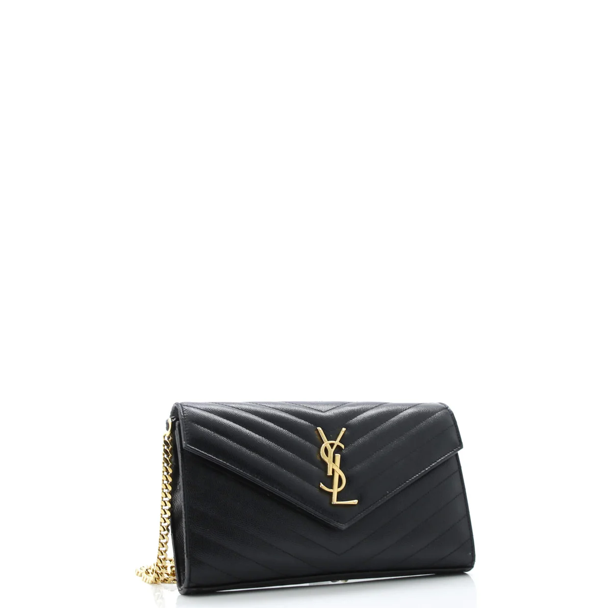 Classic Monogram Wallet on Chain Matelasse Chevron Leather Medium - Deep Luxury