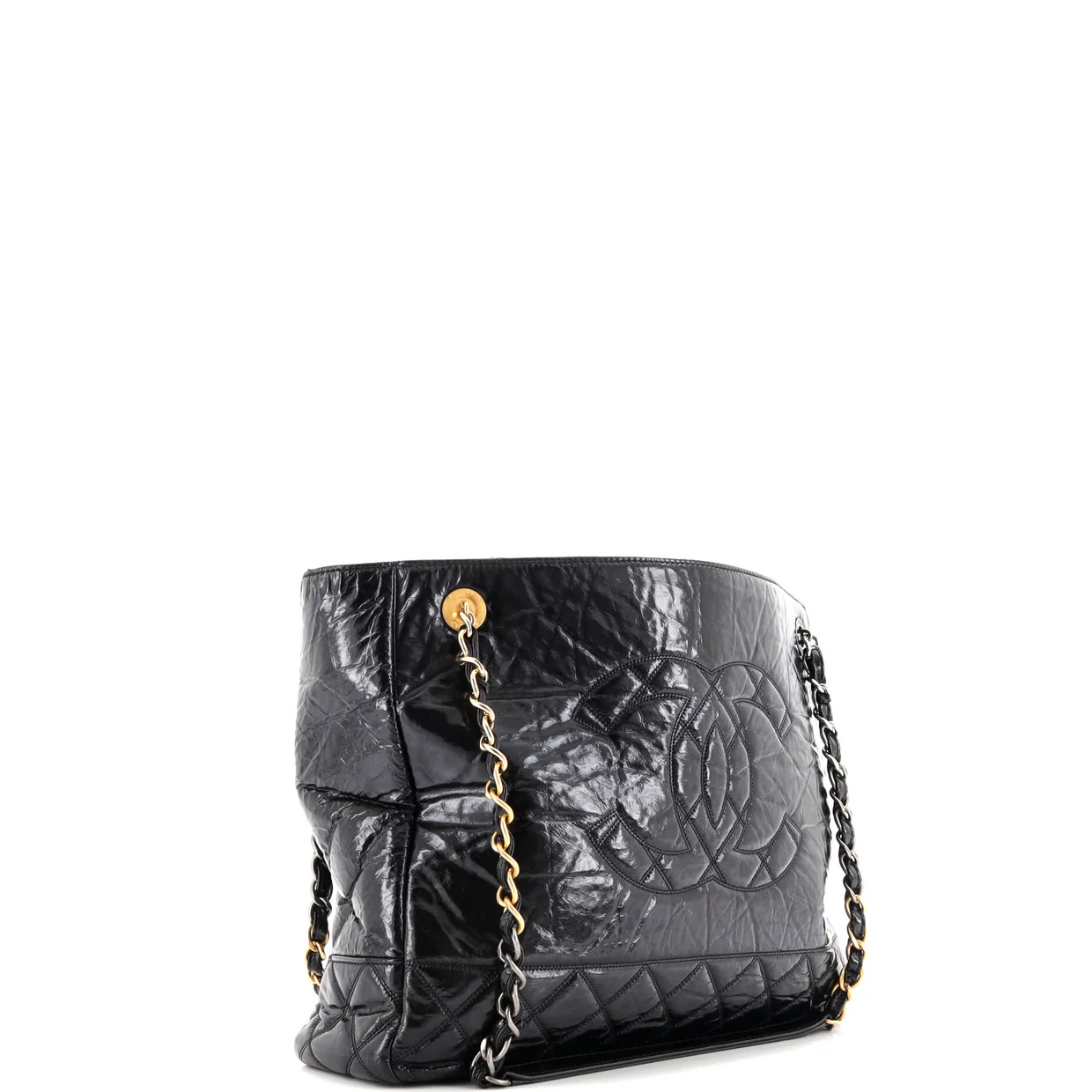 Paris-31 Rue Cambon Timeless CC Shopping Tote Quilted Shiny Aged Calfskin Medium - Deep Luxury