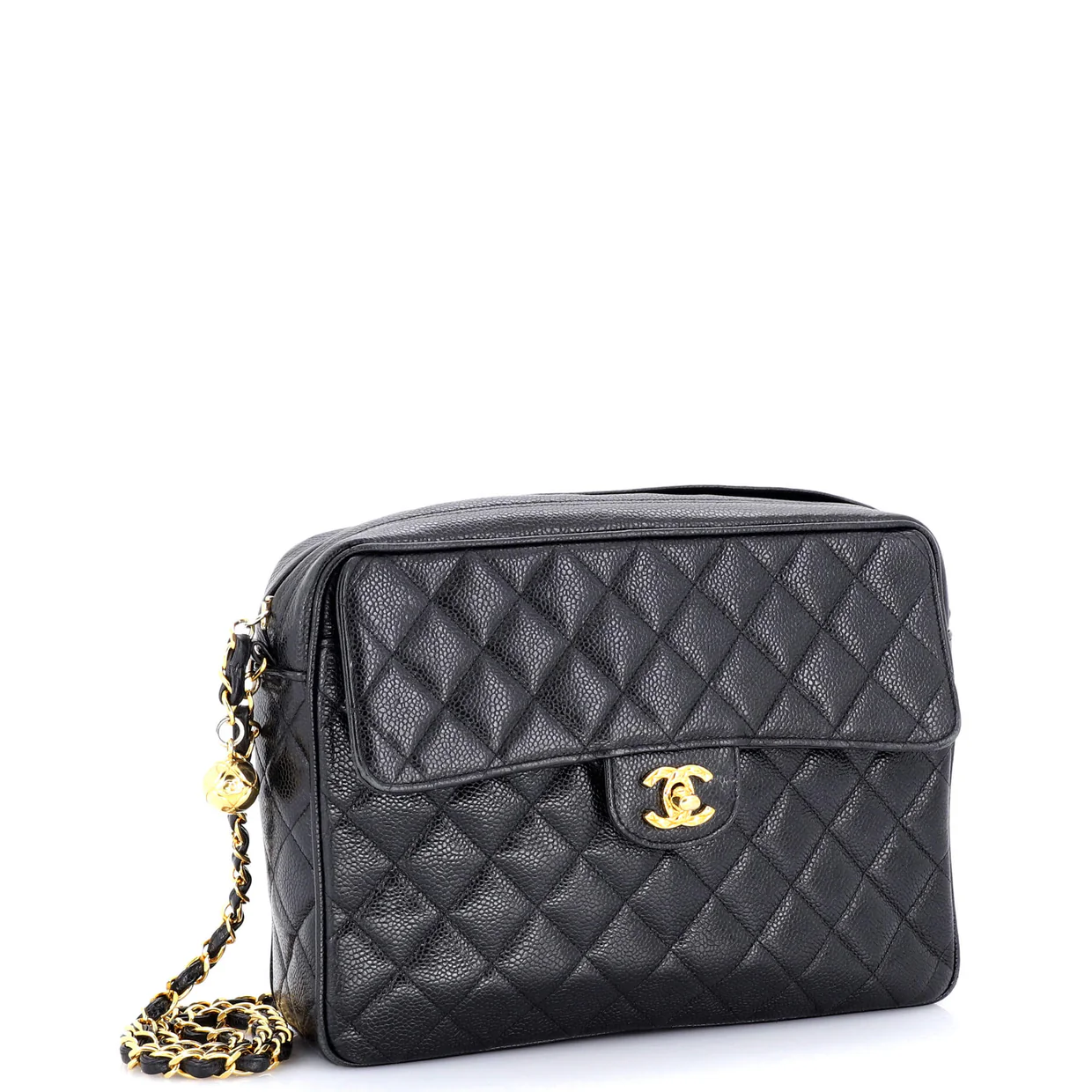 Vintage Front Pocket Camera Bag Quilted Caviar Medium - Deep Luxury