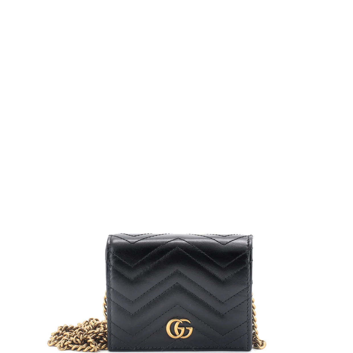 GG Marmont Card Case on Chain Matelasse Leather - Deep Luxury