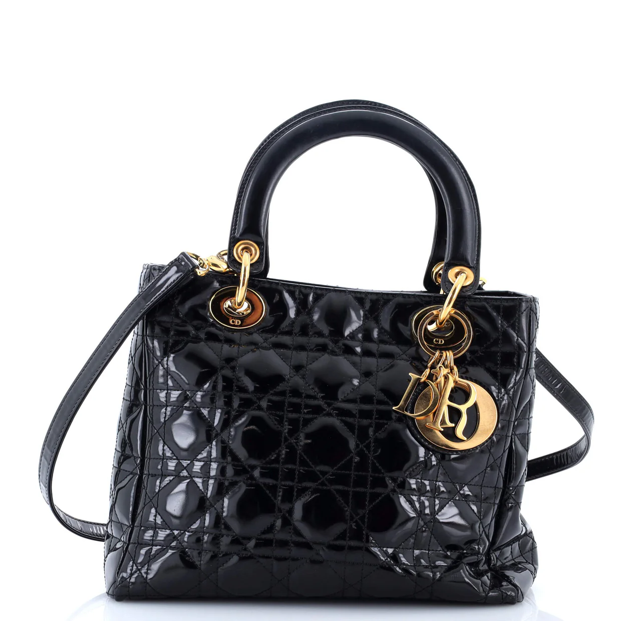 Vintage Lady Dior Bag Cannage Quilt Patent Medium - Deep Luxury