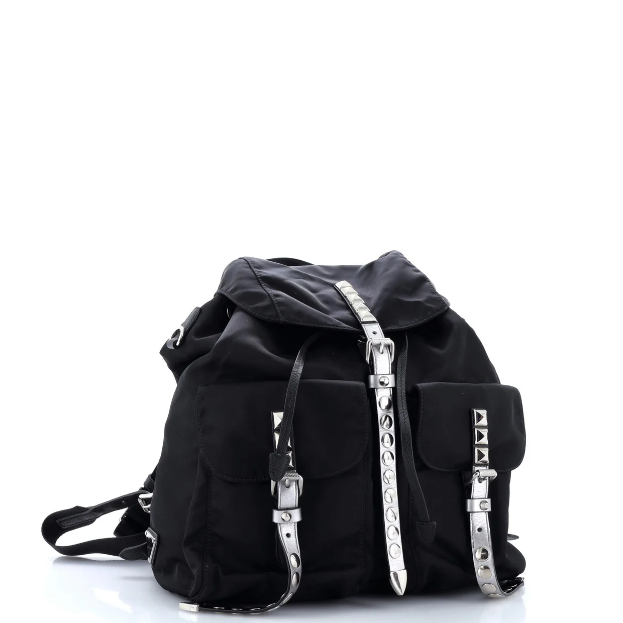 New Vela Backpack Tessuto with Studded Leather - Deep Luxury
