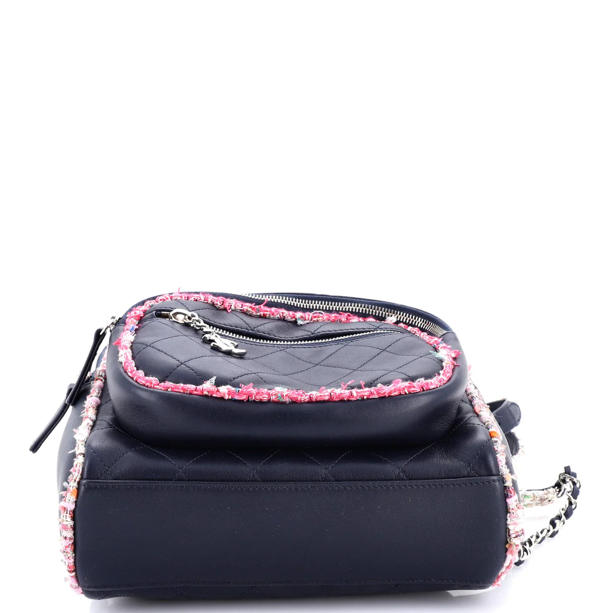 Elegant Trim Backpack Quilted Leather with Tweed Small - Deep Luxury