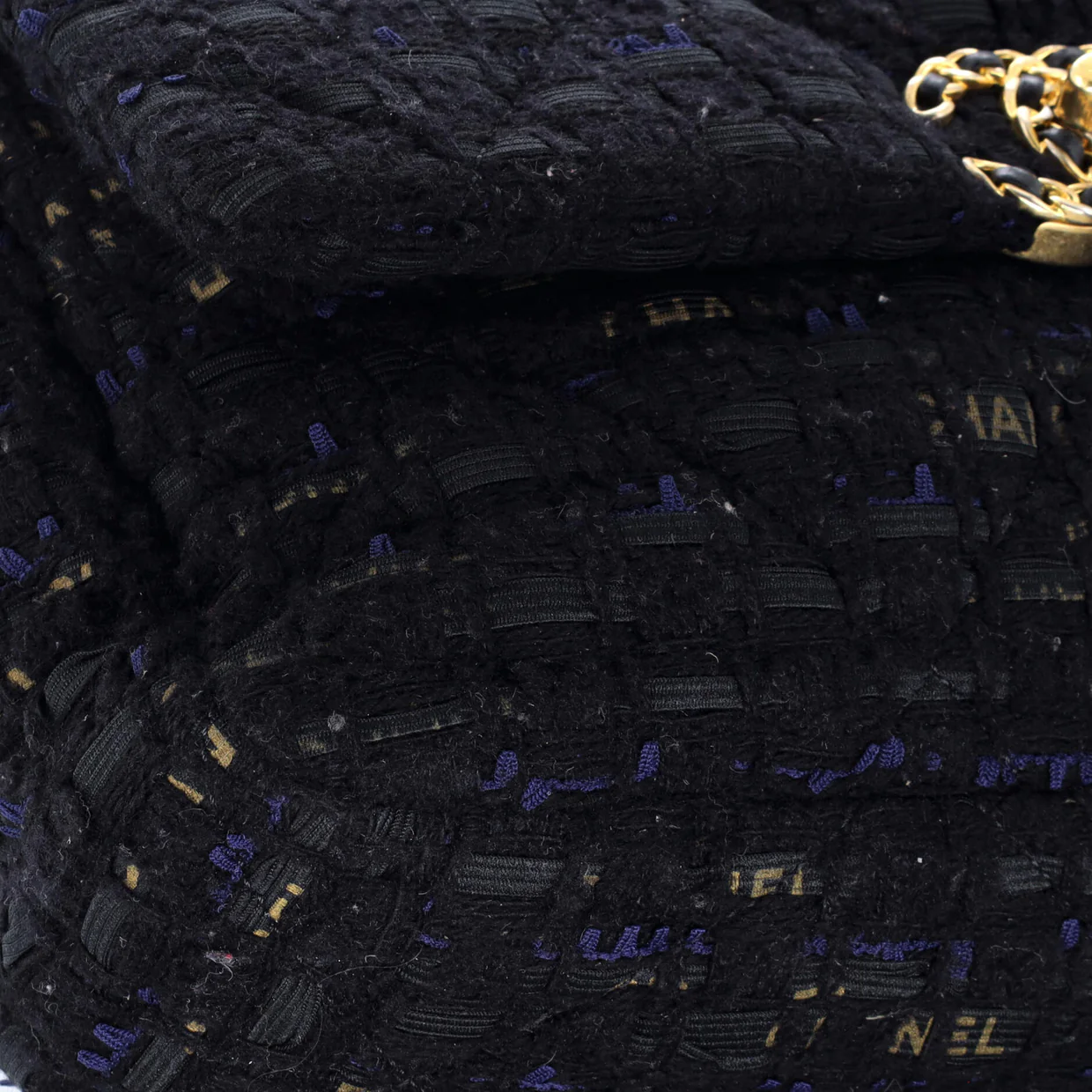 19 Flap Bag Quilted Tweed and Ribbon Large - Deep Luxury