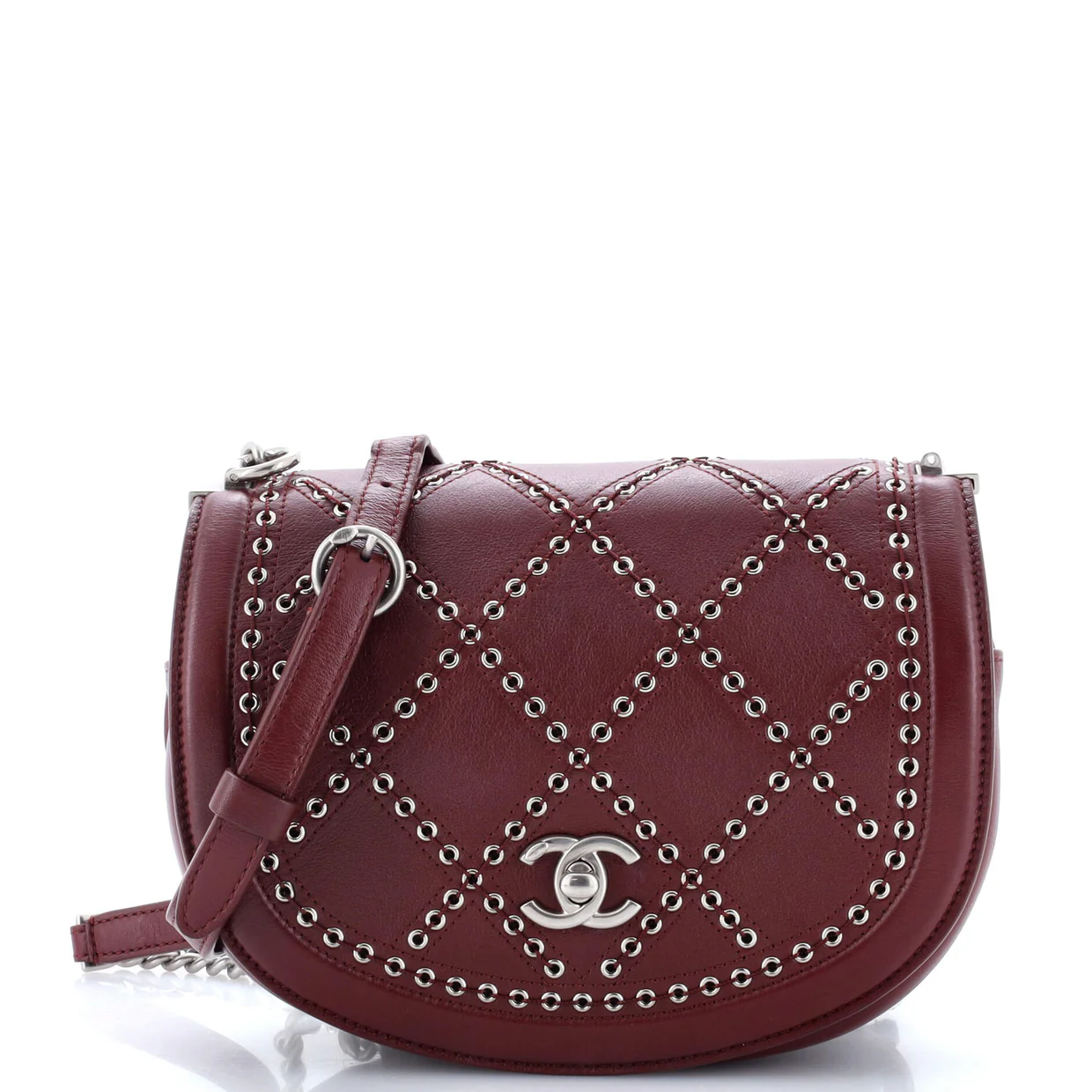 Coco Eyelets Round Flap Bag Quilted Calfskin Small - Deep Luxury