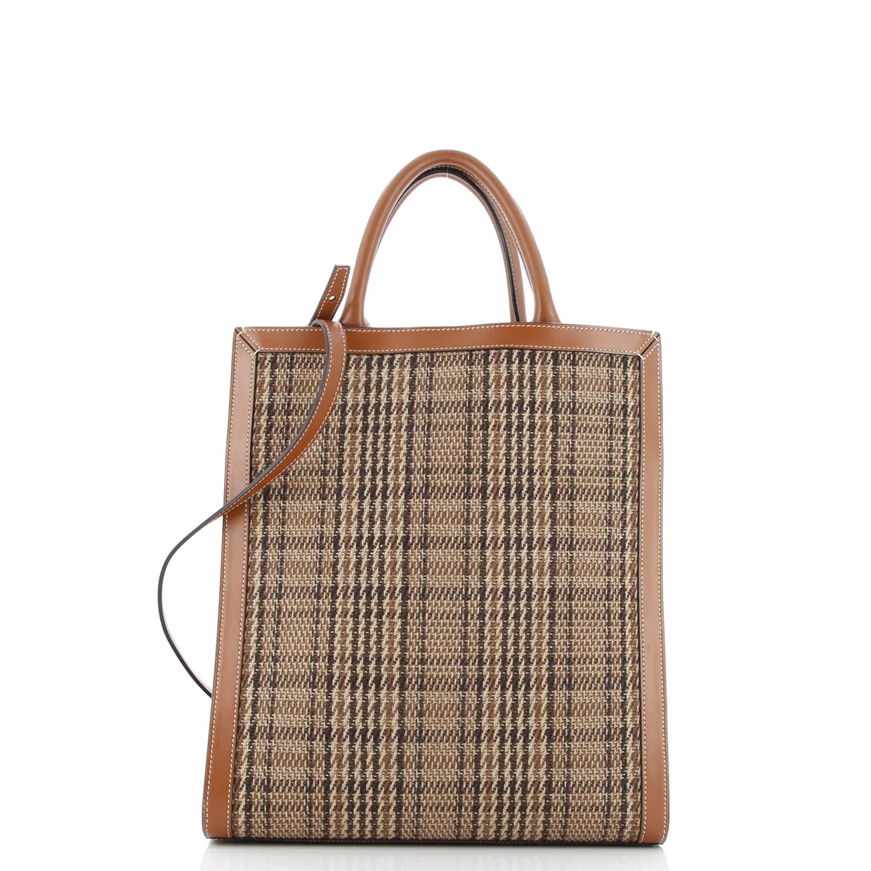 Vertical Cabas Tote Check Canvas and Leather Small - Deep Luxury