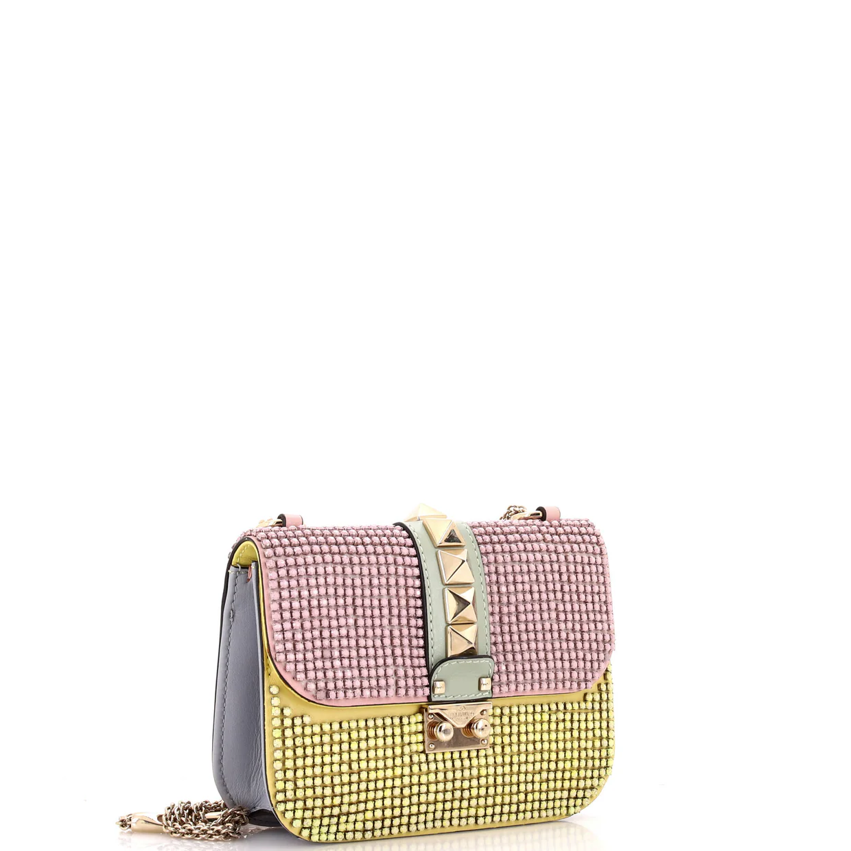 Glam Lock Shoulder Bag Embellished Leather Small - Deep Luxury