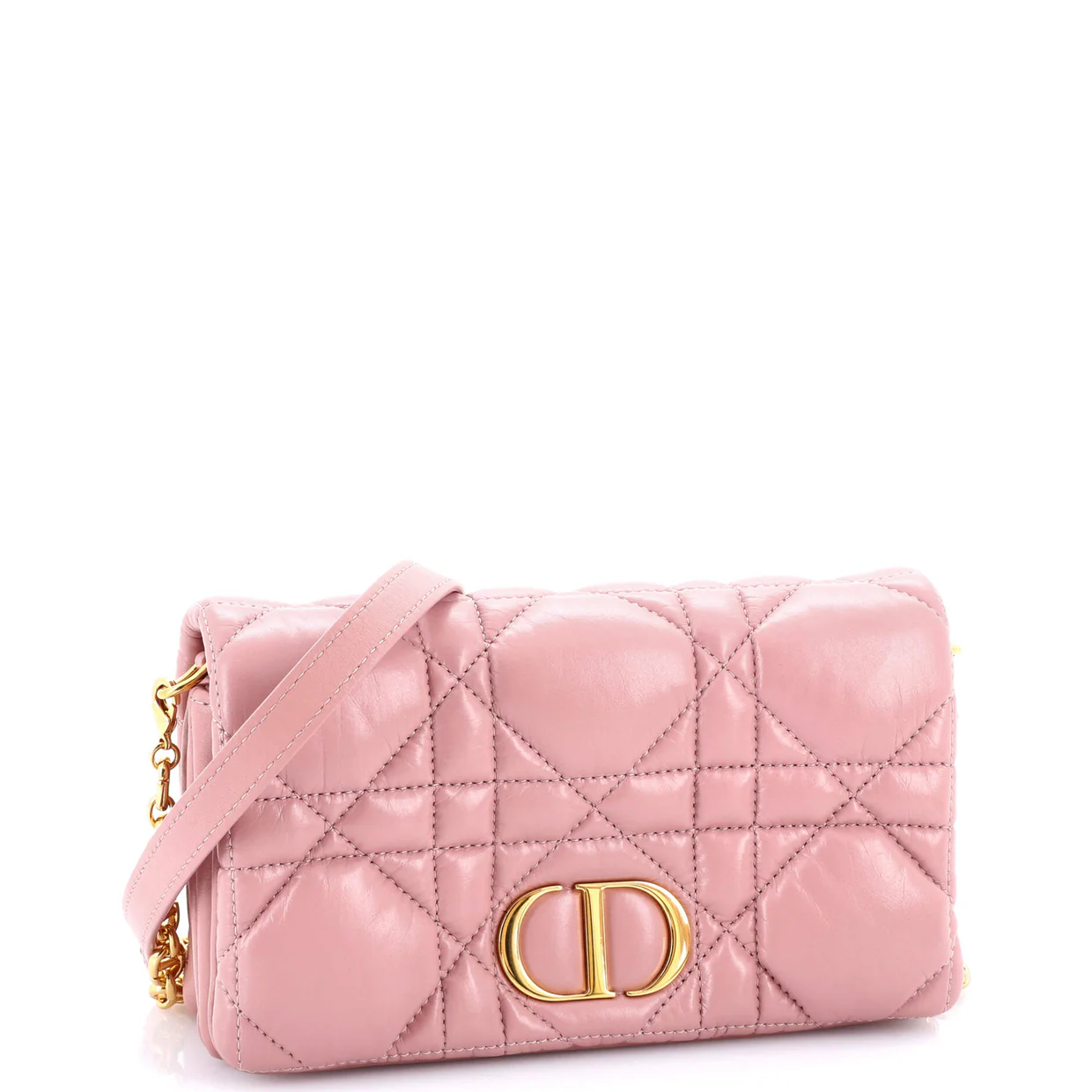 Caro Flap Pouch with Chain Macrocannage Quilt Calfskin Mini - Deep Luxury