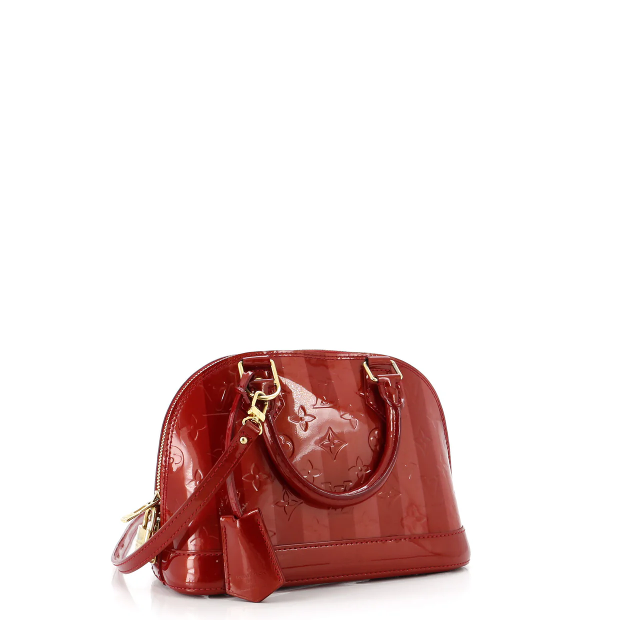 Alma Handbag Limited Edition Monogram Vernis Rayures BB - Deep Luxury