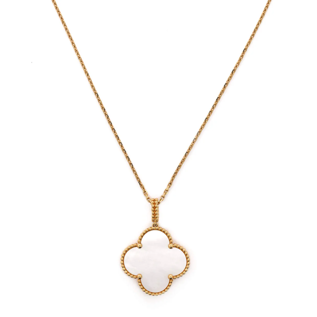Magic Alhambra Long Necklace 18K Yellow Gold and Mother of Pearl - Deep Luxury