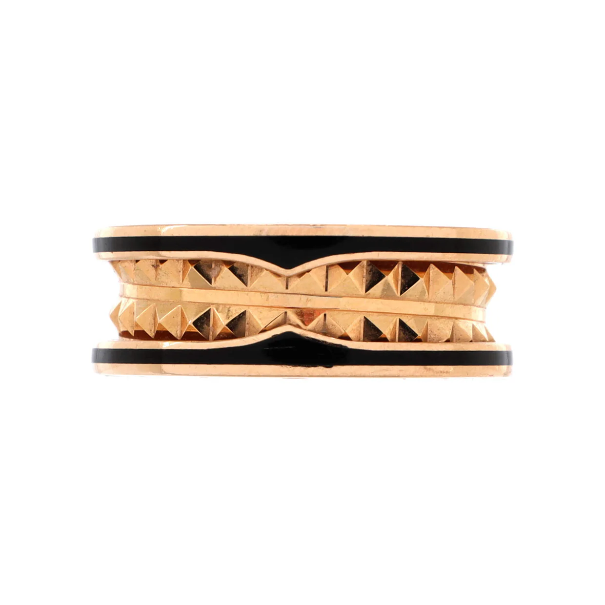 B.Zero1 Rock Two Band Ring 18K Rose Gold and Ceramic - Deep Luxury