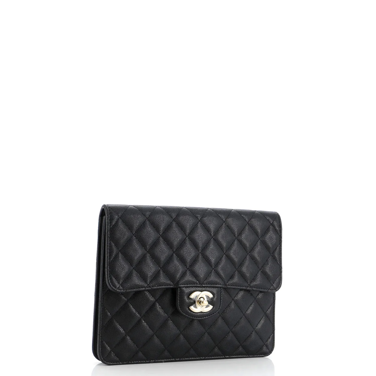 Square Classic Flap Clutch Quilted Caviar - Deep Luxury
