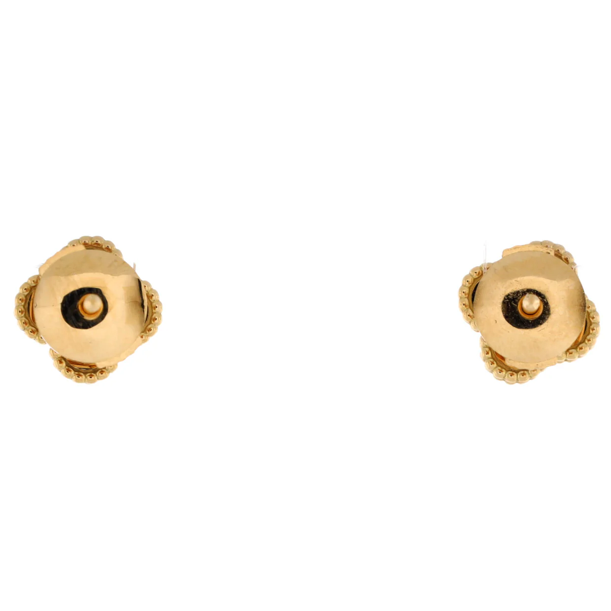 Sweet Alhambra Stud Earrings 18K Yellow Gold and Onyx - Deep Luxury