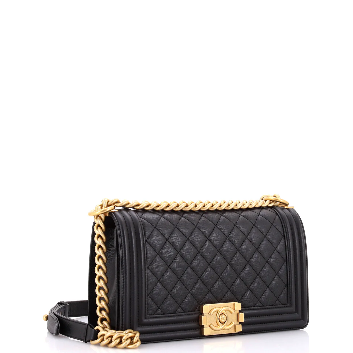 Boy Flap Bag Quilted Caviar Old Medium - Deep Luxury