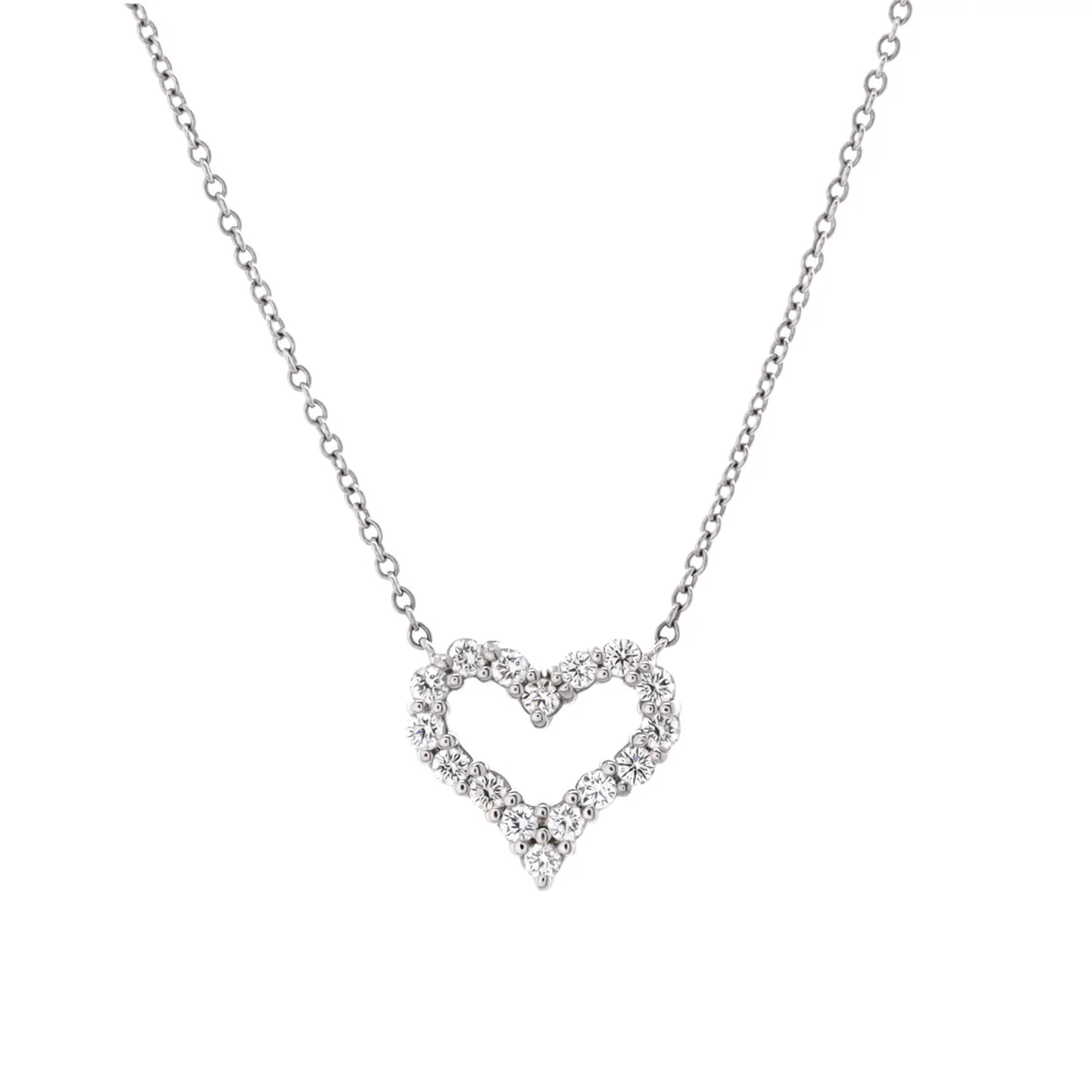Heart Pendant Necklace Platinum with Diamonds Mini - Deep Luxury