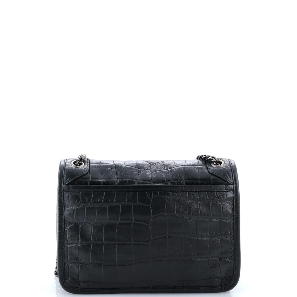 Niki Chain Flap Bag Crocodile Embossed Leather Baby - Deep Luxury