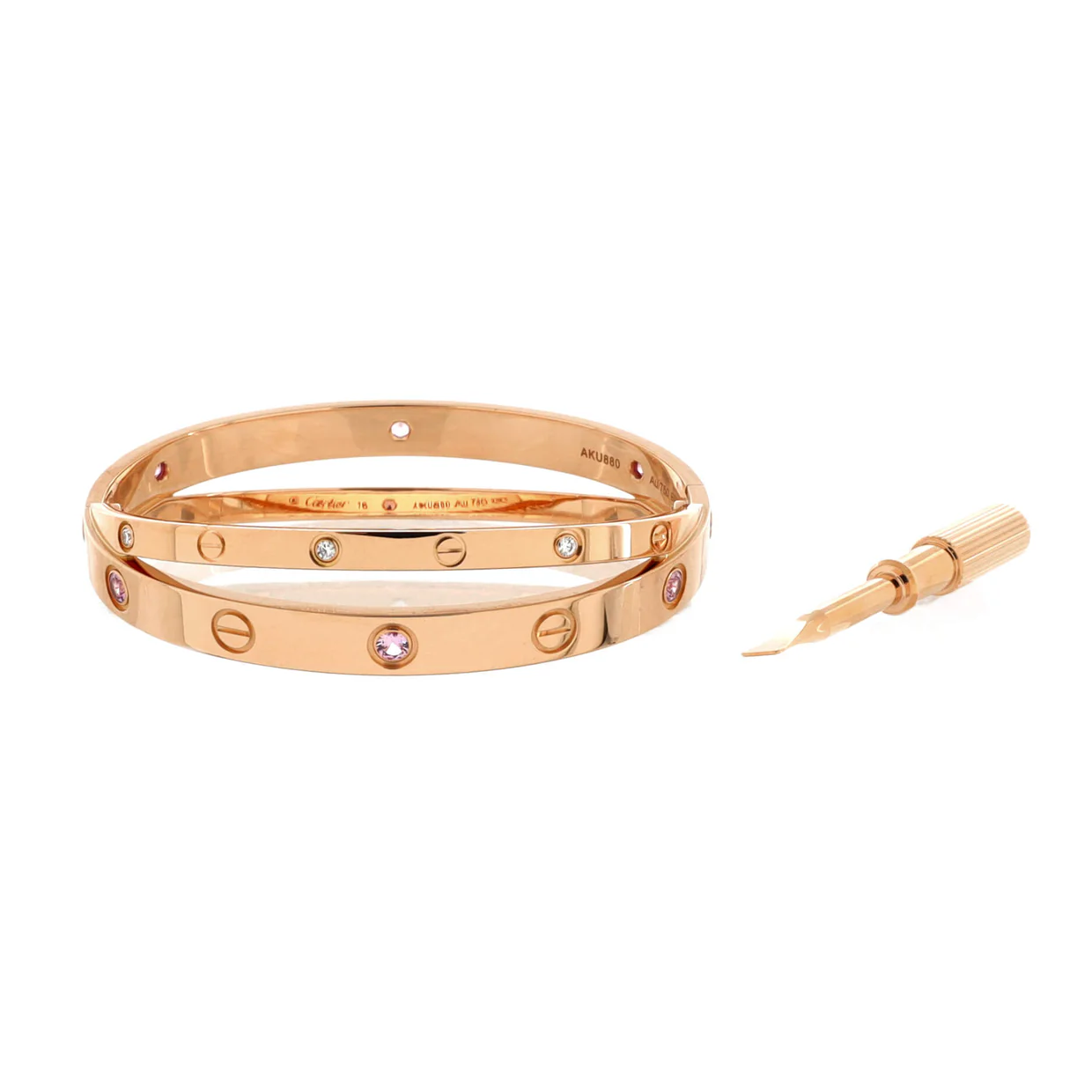 Double Love Bracelet 18K Rose Gold with Pink Sapphires and Diamonds - Deep Luxury